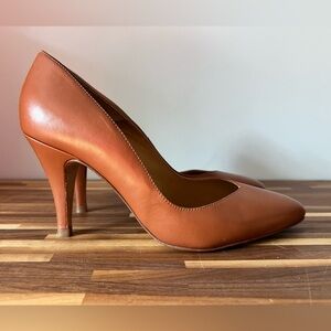 Sezane Tan Leather Heels cognac